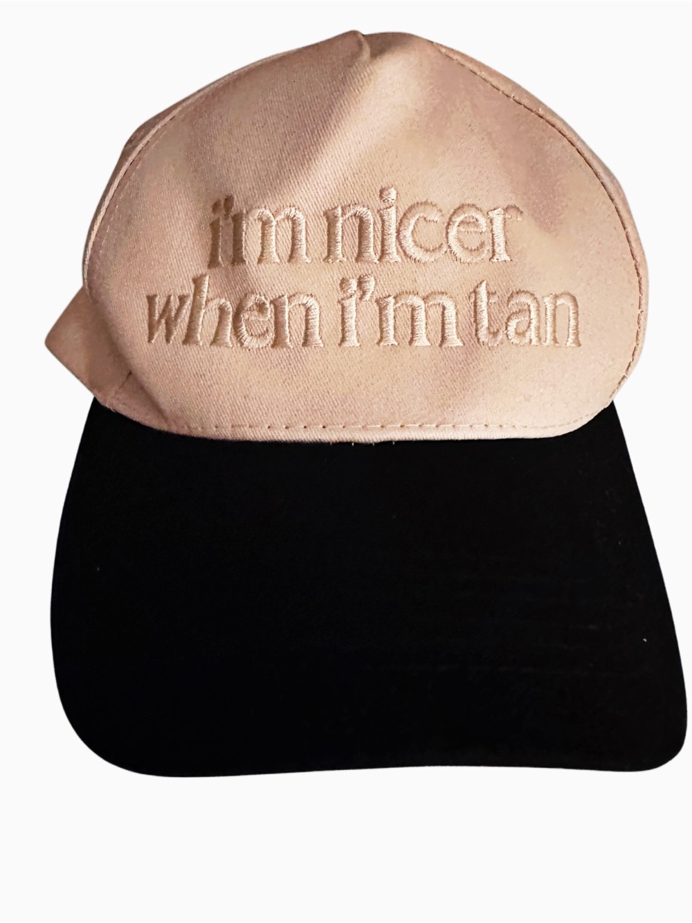 I’m Nicer When I’m Tan Black & Tan Embroidered Trucker Adjustable Baseball Cap